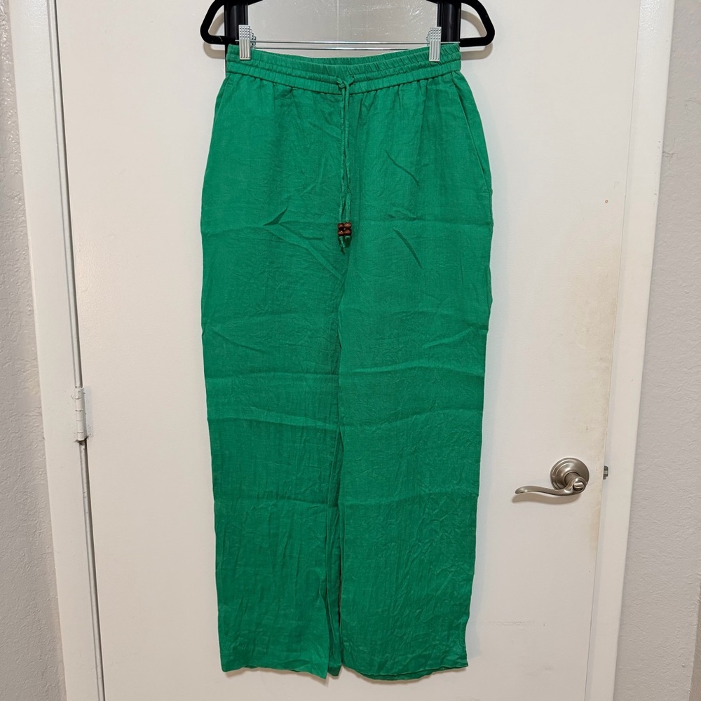 Massimo Dutti Green Linen Pants